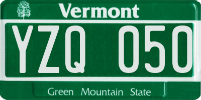VT license plate YZQ050