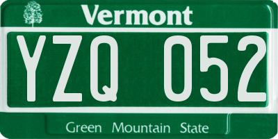 VT license plate YZQ052