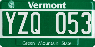 VT license plate YZQ053