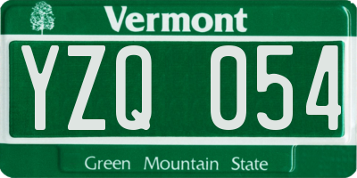 VT license plate YZQ054