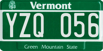 VT license plate YZQ056