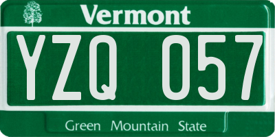 VT license plate YZQ057