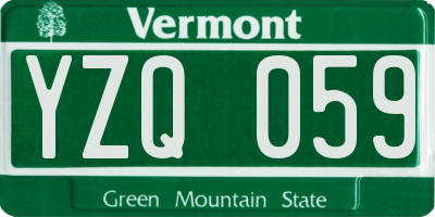 VT license plate YZQ059