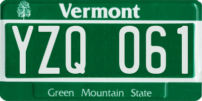 VT license plate YZQ061