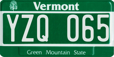 VT license plate YZQ065