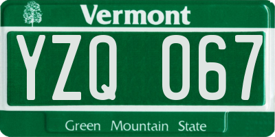 VT license plate YZQ067
