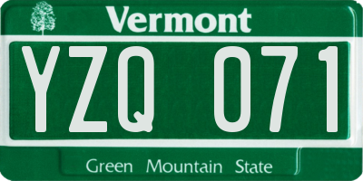 VT license plate YZQ071