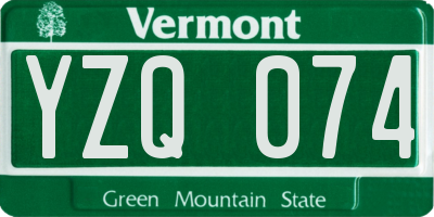 VT license plate YZQ074