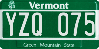 VT license plate YZQ075