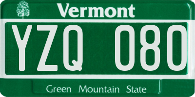 VT license plate YZQ080