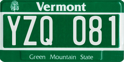 VT license plate YZQ081