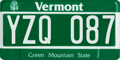 VT license plate YZQ087