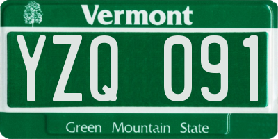 VT license plate YZQ091