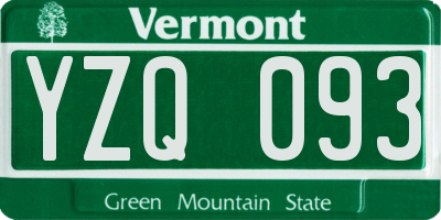 VT license plate YZQ093