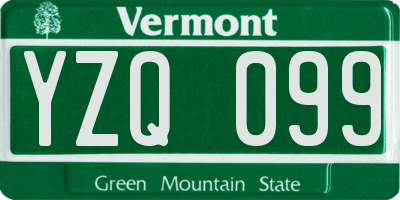 VT license plate YZQ099