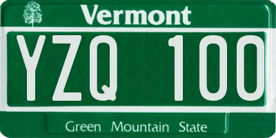 VT license plate YZQ100