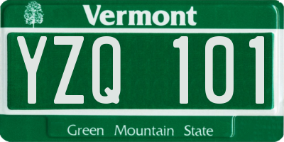 VT license plate YZQ101