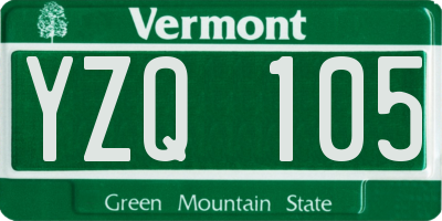 VT license plate YZQ105
