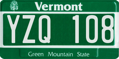 VT license plate YZQ108