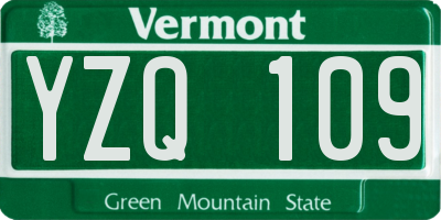 VT license plate YZQ109