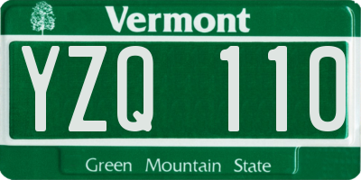 VT license plate YZQ110