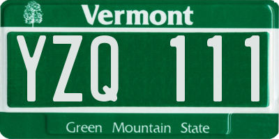 VT license plate YZQ111