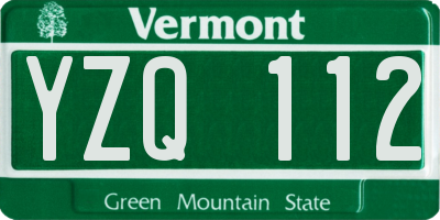 VT license plate YZQ112