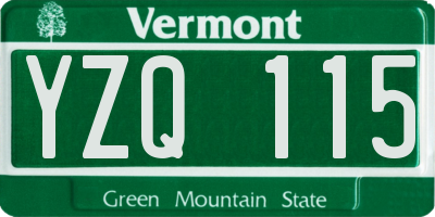 VT license plate YZQ115