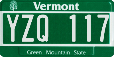 VT license plate YZQ117