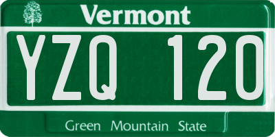 VT license plate YZQ120