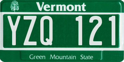 VT license plate YZQ121