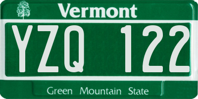 VT license plate YZQ122