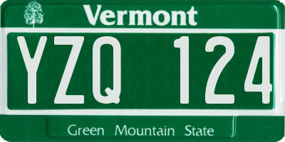 VT license plate YZQ124
