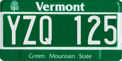 VT license plate YZQ125