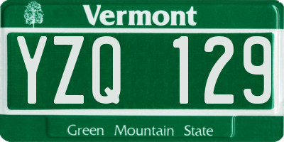 VT license plate YZQ129