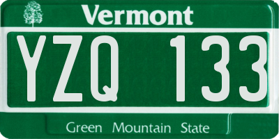 VT license plate YZQ133