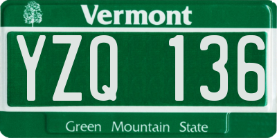 VT license plate YZQ136
