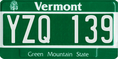 VT license plate YZQ139