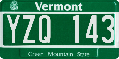 VT license plate YZQ143