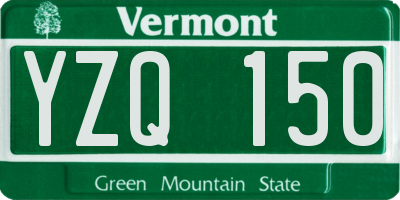 VT license plate YZQ150