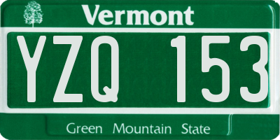 VT license plate YZQ153