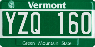 VT license plate YZQ160