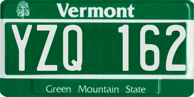 VT license plate YZQ162