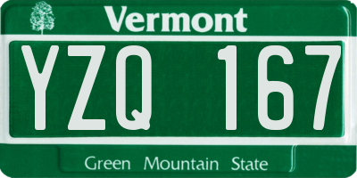 VT license plate YZQ167