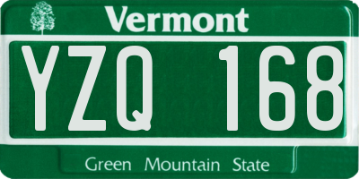 VT license plate YZQ168