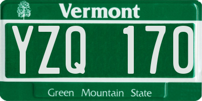 VT license plate YZQ170