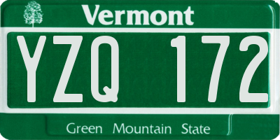 VT license plate YZQ172