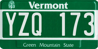 VT license plate YZQ173