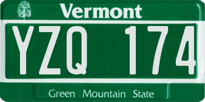 VT license plate YZQ174