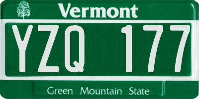 VT license plate YZQ177